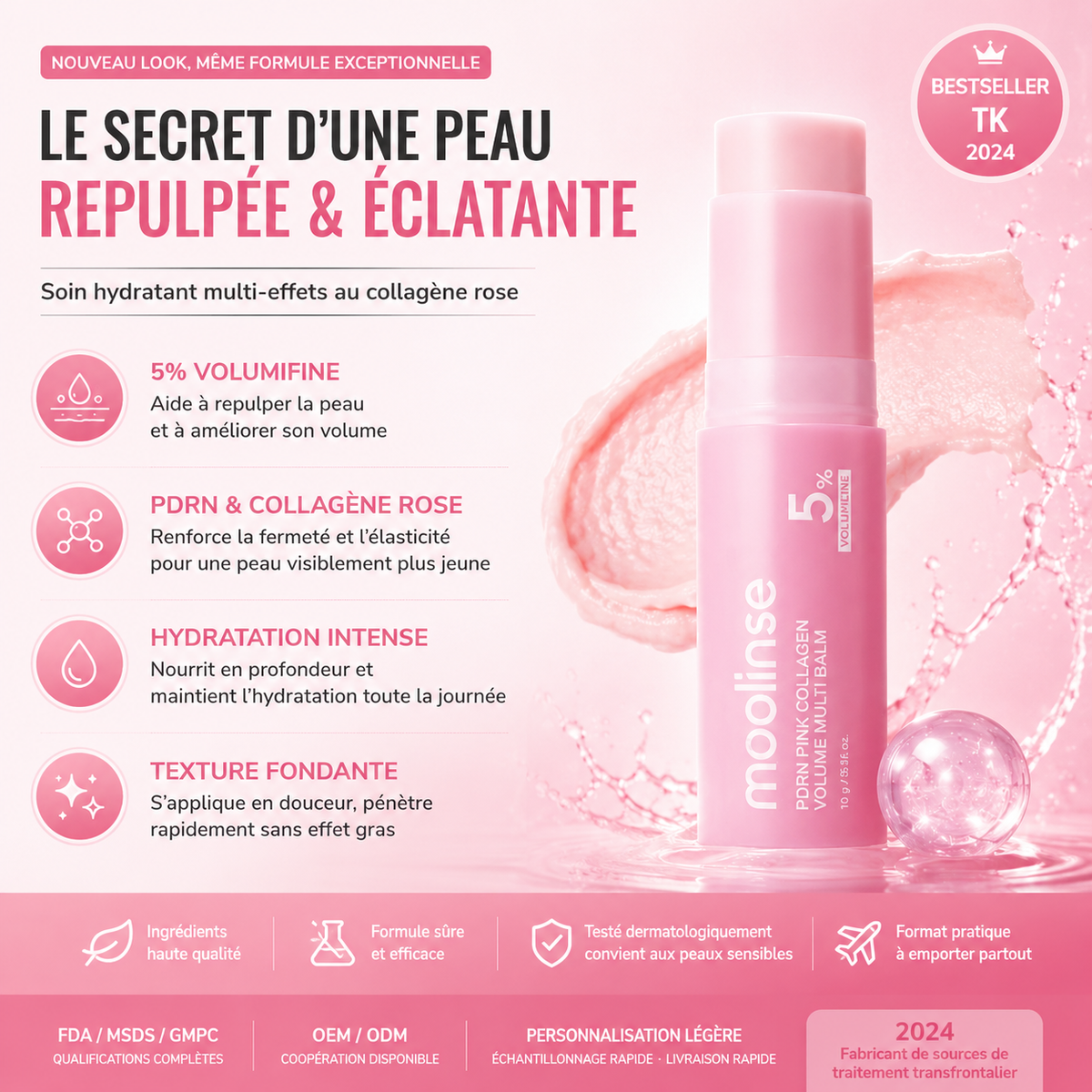 Crème hydratante au collagène – Soin visage hydratant pour une routine beauté quotidienne